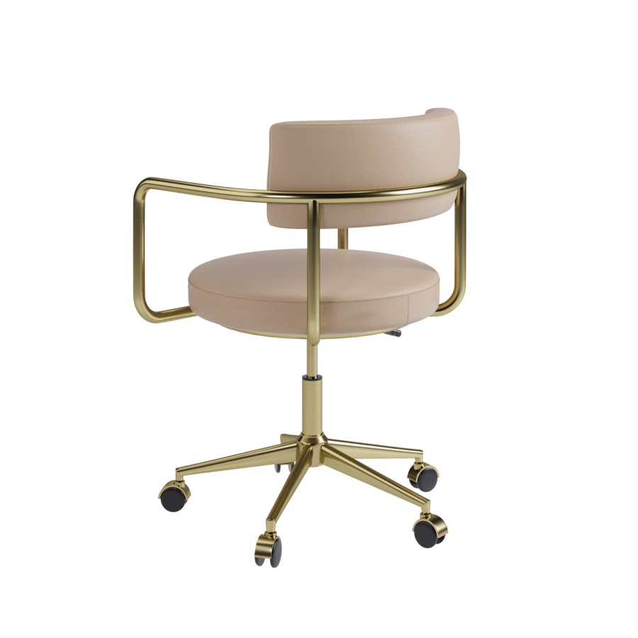Beige Faux Leather Swivel Office Chair - Soren 