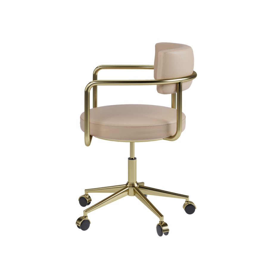 Beige Faux Leather Swivel Office Chair - Soren 