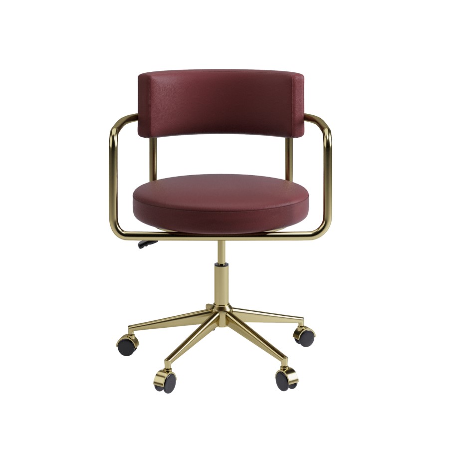 Burgundy Faux Leather Swivel Bedroom Chair - Soren