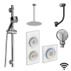 SmarTap White Smart Shower System with Slider Kit and Ceiling Shower Set and Bath Set
