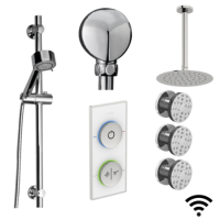 SmarTap White Shower System with Slider Kit Ceiling Shower and Body Jets