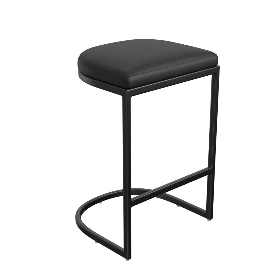 Set of 3 Black Faux Leather Kitchen Stool - 66cm - Stella