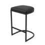 Set of 3 Black Faux Leather Kitchen Stool - 66cm - Stella