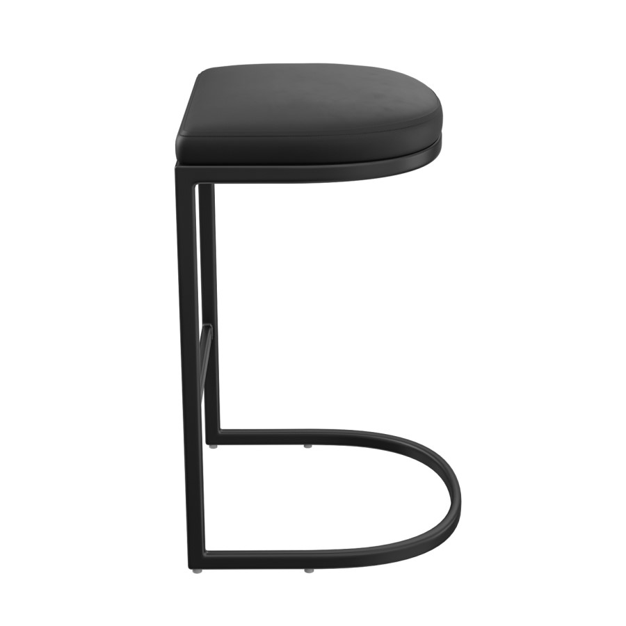 Set of 3 Black Faux Leather Kitchen Stool - 66cm - Stella