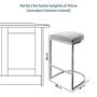 Set of 3 Grey Velvet Kitchen Stools - 66cm - Stella