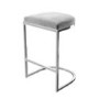 Set of 3 Grey Velvet Kitchen Stools - 66cm - Stella