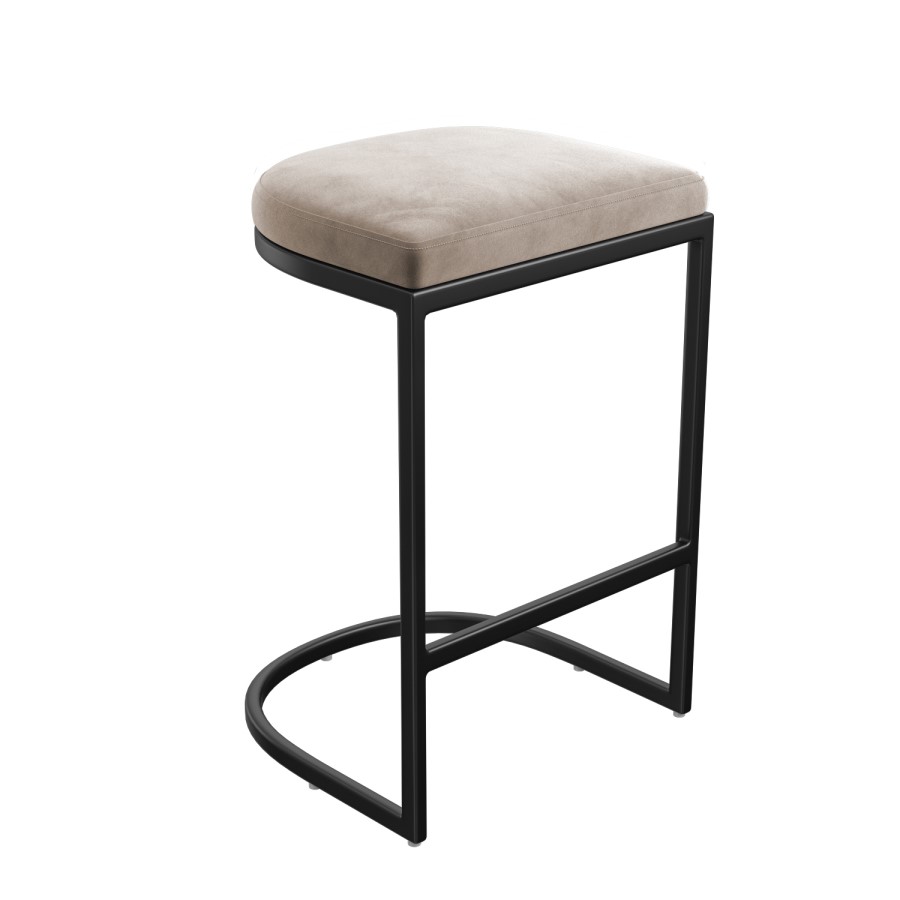 Set of 3 Mink Velvet Kitchen Stool - 66cm - Stella