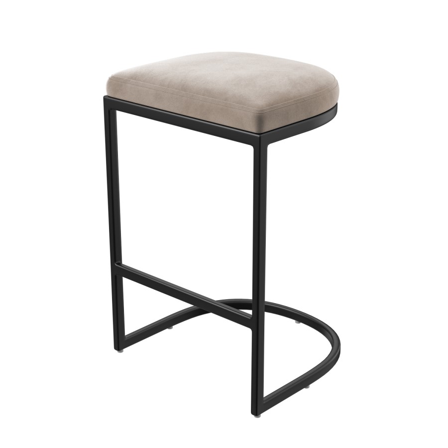 Set of 3 Mink Velvet Kitchen Stool - 66cm - Stella