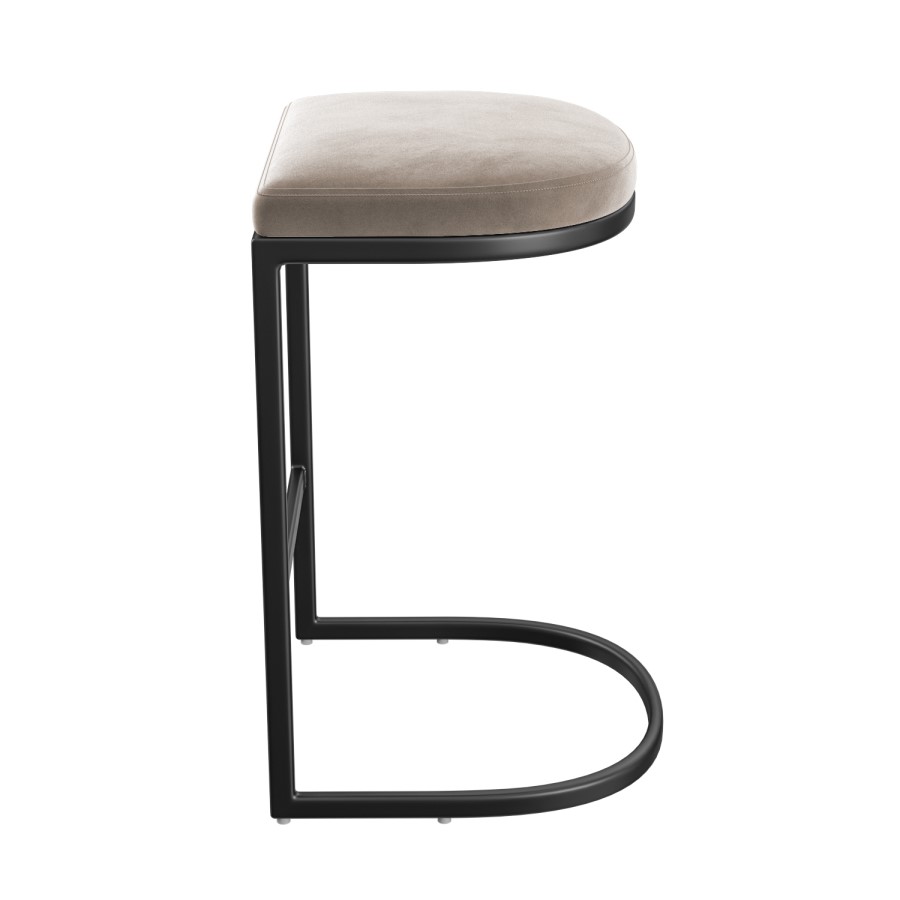Set of 3 Mink Velvet Kitchen Stool - 66cm - Stella