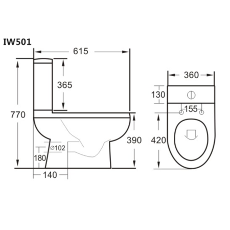 Compact Close Coupled Toilet with Soft Close Seat