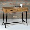 Office Desk in Solid Wood &amp; Black Metal with 2 Drawer Storage - Suri