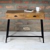 GRADE A1 - Suri Industrial Console Table in Mango Wood &amp; Black Metal - 2 Drawers