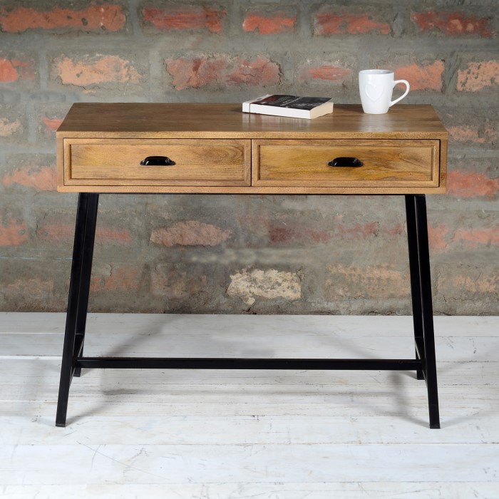 Suri Solid Wood Console Table with Black Metal Legs - Industrial