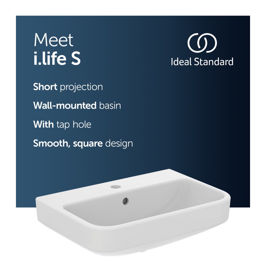 Ideal Standard i.Life S Compact 1 Tap Hole Full Pedestal Basin 550mm