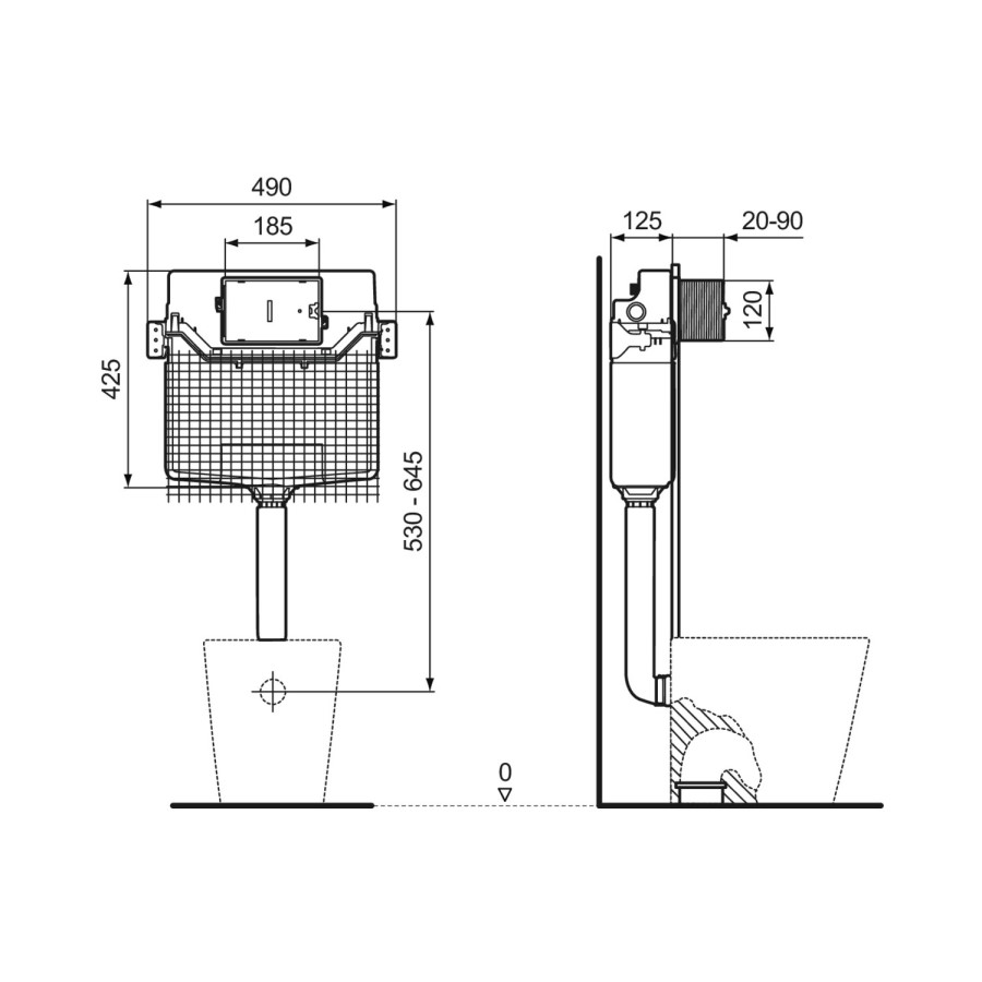 Ideal Standard i.life S Back To Wall Rimless Short Projection Toilet With Concealed Cistern & Chrome Flush Plate