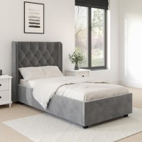 Taylor Velvet Single Bed in Grey