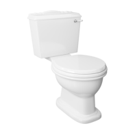 Traditional Close Coupled Toilet with Toilet Seat and Lever Flush