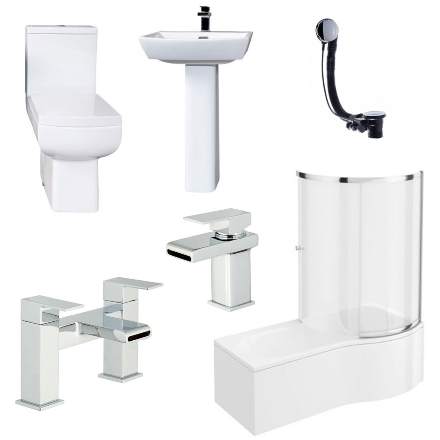 Delta Right Hand  P Shaped 1700 Shower Bath Suite