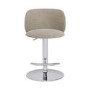 Beige Upholstered Adjustable Swivel Bar Stool with Chrome Base - Tessa