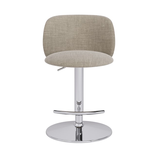 Beige Upholstered Adjustable Swivel Bar Stool with Chrome Base - Tessa