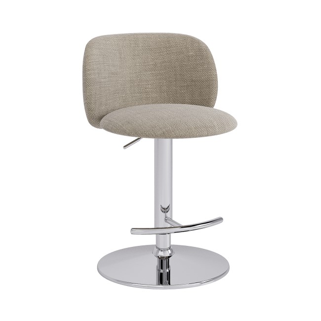 Beige Upholstered Adjustable Swivel Bar Stool with Chrome Base - Tessa