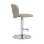 Beige Upholstered Adjustable Swivel Bar Stool with Chrome Base - Tessa