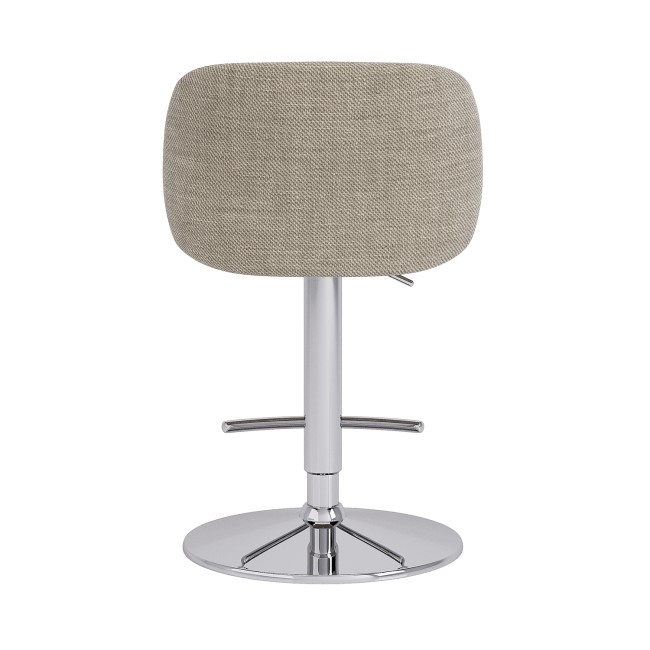 Beige Upholstered Adjustable Swivel Bar Stool with Chrome Base - Tessa