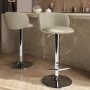 Set of 2 Beige Faux Leather Adjustable Swivel Bar Stools with Chrome Base - Tessa