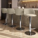 BUN/TES002/96205 Set of 4 Beige Faux Leather Adjustable Swivel Bar Stools with Chrome Base - Tessa