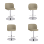 Set of 4 Beige Faux Leather Adjustable Swivel Bar Stools with Chrome Base - Tessa