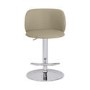 Set of 2 Beige Faux Leather Adjustable Swivel Bar Stools with Chrome Base - Tessa