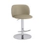 Set of 2 Beige Faux Leather Adjustable Swivel Bar Stools with Chrome Base - Tessa
