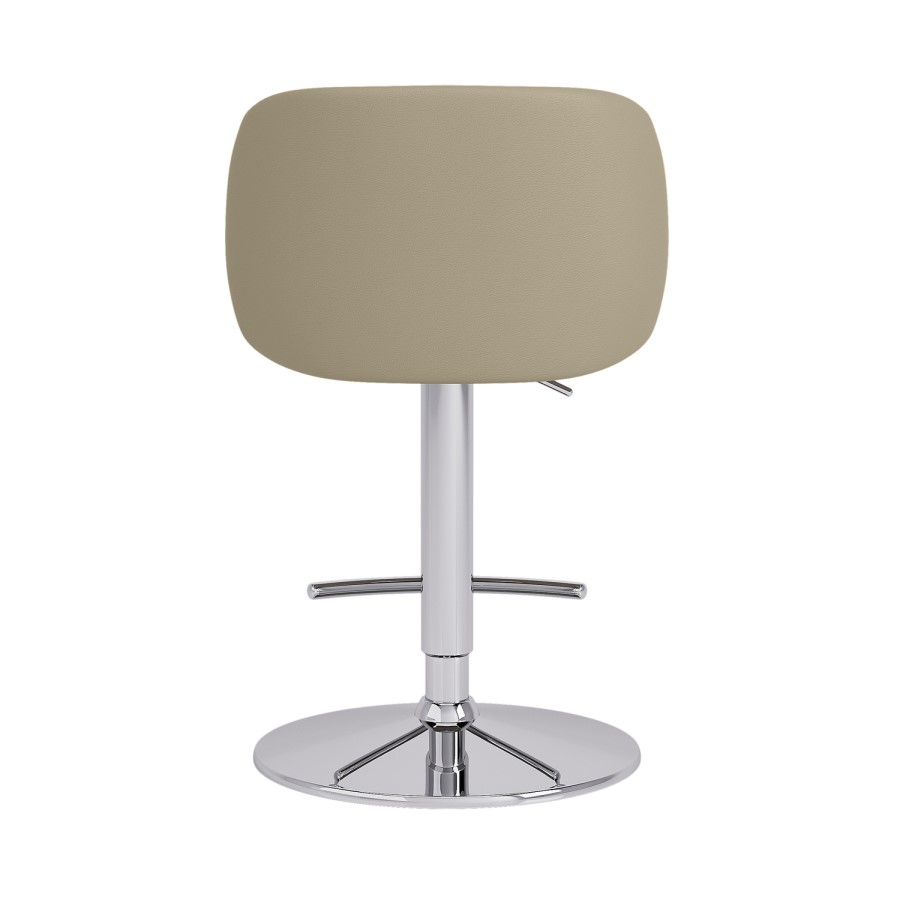 Set of 2 Beige Faux Leather Adjustable Swivel Bar Stools with Chrome Base - Tessa