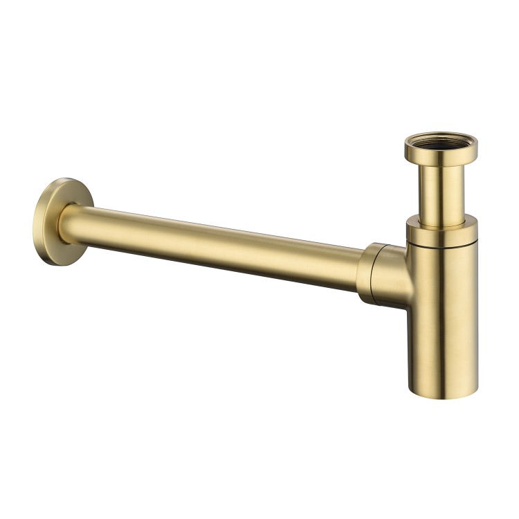 Brushed Brass Round Basin Bottle Trap - Arissa