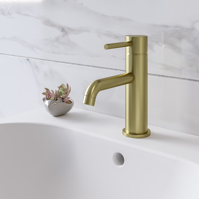 Brushed Brass Cloakroom Mono Basin Mixer Tap - Arissa