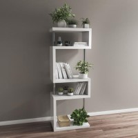 GRADE A1 - Artemis White High Gloss Geometric Shelving Unit/Bookcase