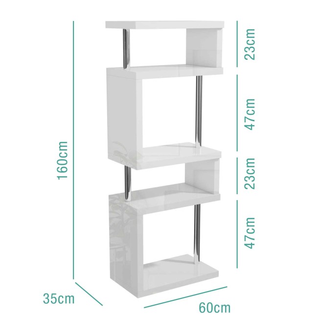 GRADE A1 - Artemis White High Gloss Geometric Shelving Unit/Bookcase