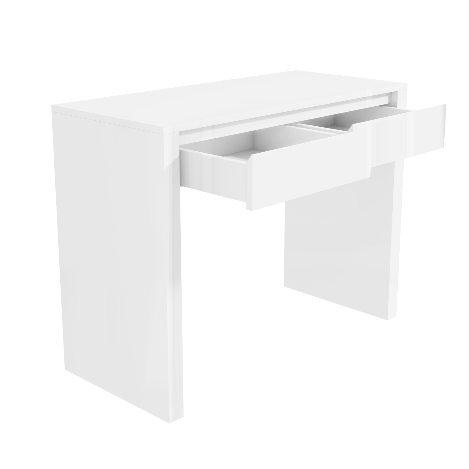 White Gloss Console Table with Drawers and LED Lights Tiffany
