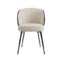 Set of 6 Beige Upholstered Dining Chairs with Black Wooden Curved Back - Tori
