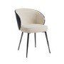 Set of 6 Beige Upholstered Dining Chairs with Black Wooden Curved Back - Tori