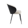 Set of 6 Beige Upholstered Dining Chairs with Black Wooden Curved Back - Tori