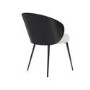 Set of 6 Beige Upholstered Dining Chairs with Black Wooden Curved Back - Tori