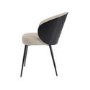 Set of 2 Beige Upholstered Dining Chairs with Black Wooden Curved Back - Tori