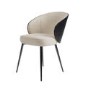 Set of 2 Beige Upholstered Dining Chairs with Black Wooden Curved Back - Tori