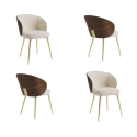BUN/TOR002/96040 Set of 4 Beige Upholstered Dining Chairs with Wooden Back - Tori