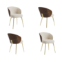 Set of 4 Beige Upholstered Dining Chairs with Wooden Back - Tori