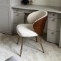 Set of 4 Beige Upholstered Dining Chairs with Wooden Back - Tori