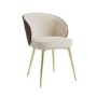 Set of 4 Beige Upholstered Dining Chairs with Wooden Back - Tori