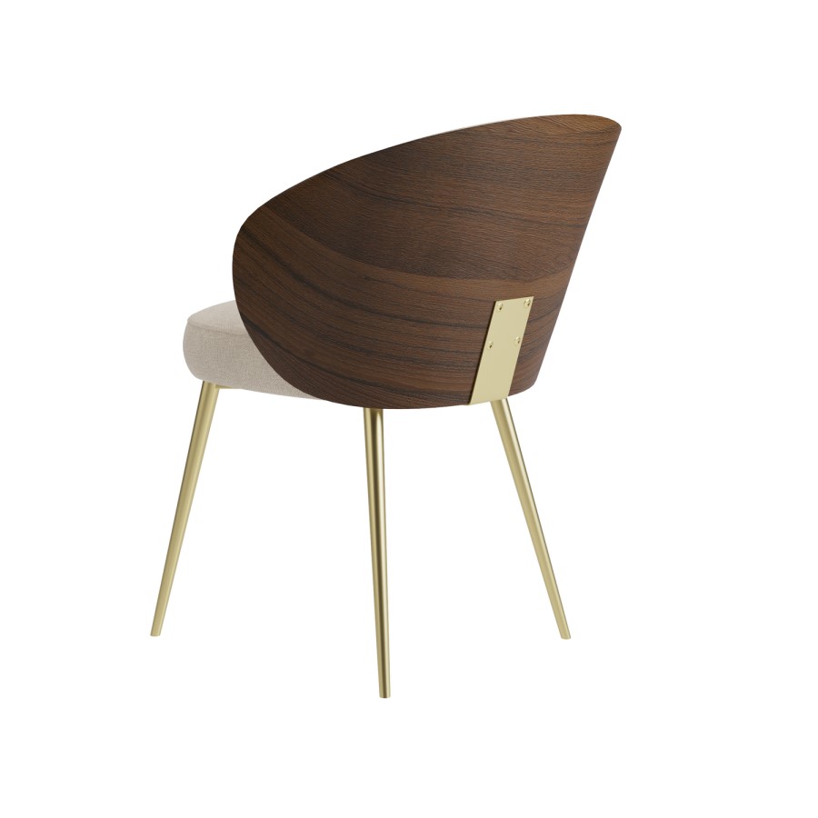 Set of 4 Beige Upholstered Dining Chairs with Wooden Back - Tori