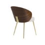 Set of 4 Beige Upholstered Dining Chairs with Wooden Back - Tori